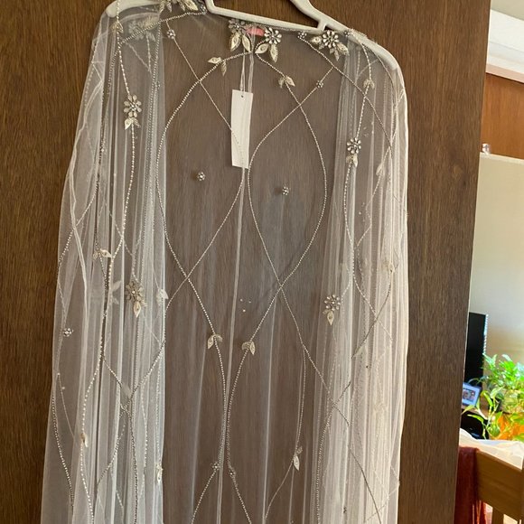 BHLDN Dresses & Skirts - BHDLN Bejeweled Bridal Cape - Worn once!
